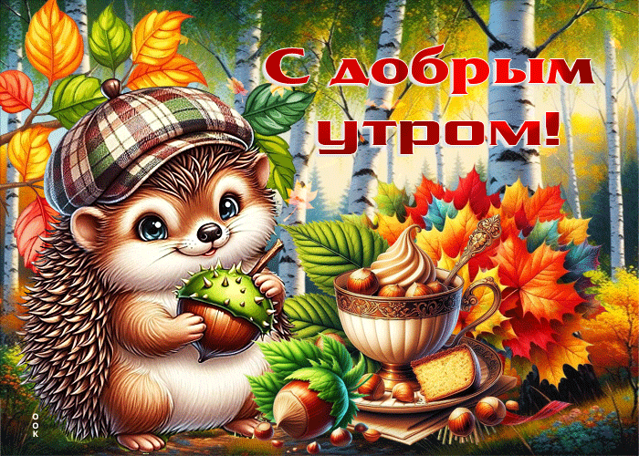 Postcard радостная и золотая осенняя гифка с добрым утром