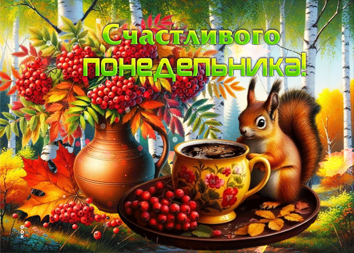 Postcard радужная, милая осенняя гифка счастливого понедельника