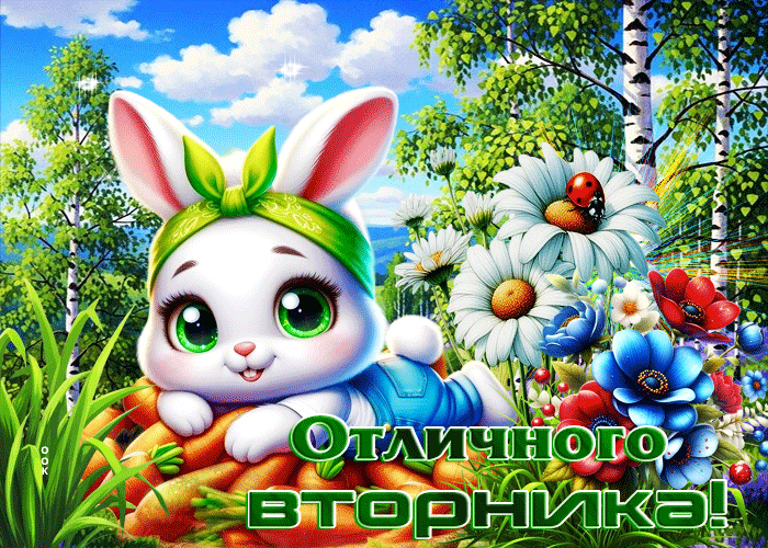 Postcard романтичная летняя гиф-открытка отличного вторника!