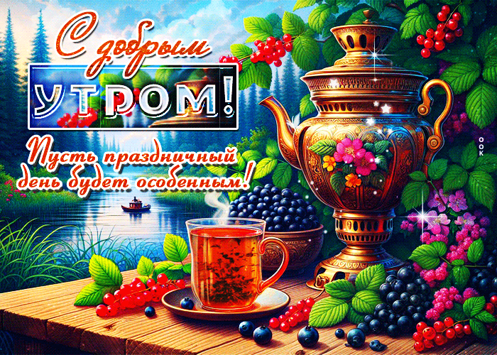 Postcard с добрым утром! пусть праздничный день будет особенным