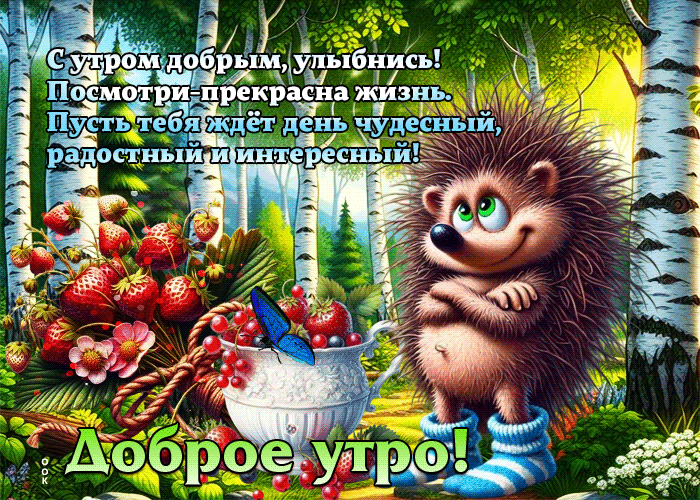 Postcard с утром добрым, улыбнись! посмотри - прекрасна жизнь