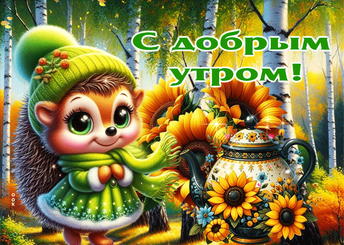 Postcard шикарная осенняя гифка с добрым утром!