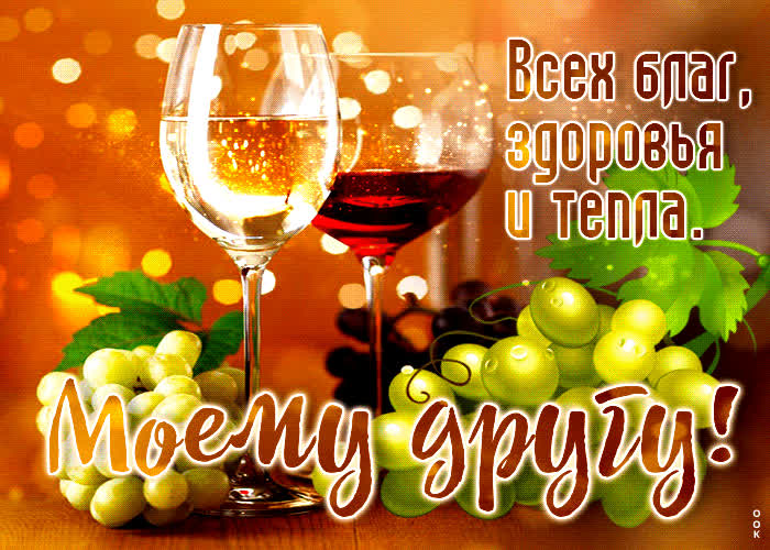 Picture шикарная открытка с вином всех благ, здоровья и тепла