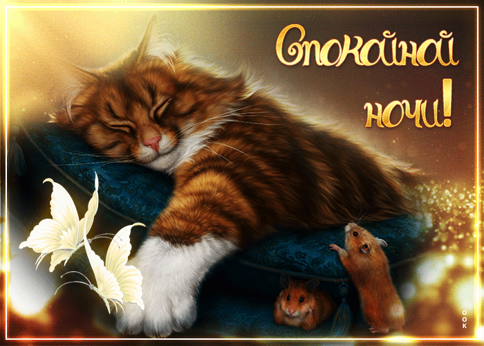 Postcard сказочная открытка с котиком спокойной ночи