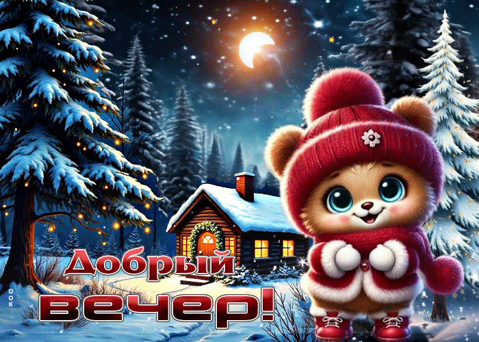 Postcard снежная белоснежная гифка добрый вечер