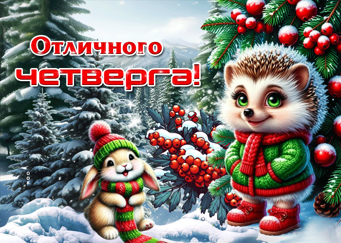 Postcard снежная чистая гифка отличного четверга