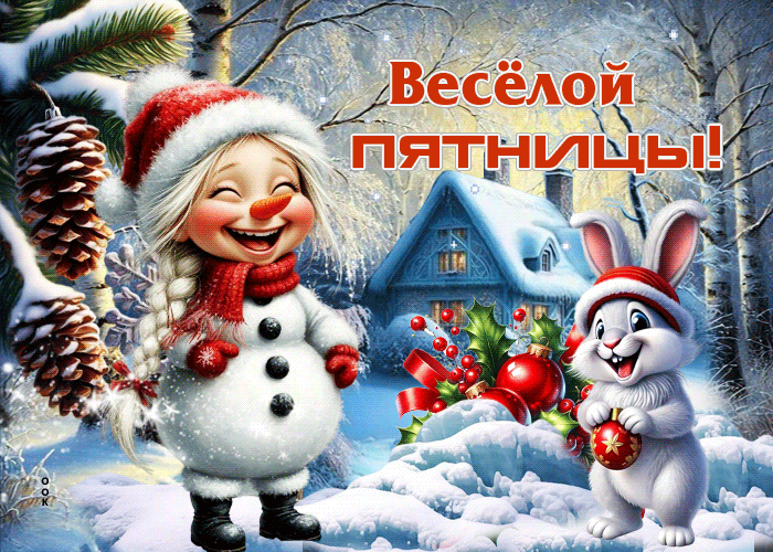 Postcard снежная очаровательная гифка веселой пятницы