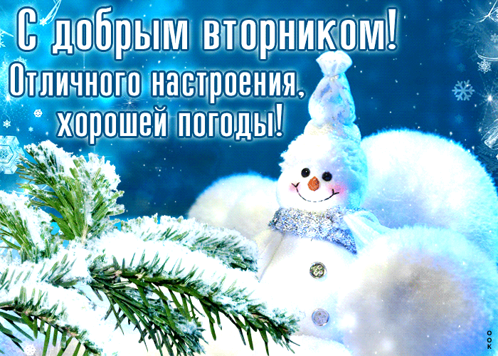 Postcard снежная открытка с орнаментом снежинок с добрым вторником