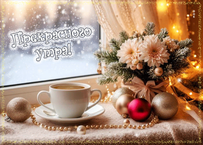 Postcard снежная трогательная гифка прекрасного утра