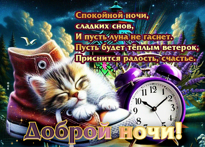Postcard спокойной ночи, сладких снов. и пусть луна не гаснет