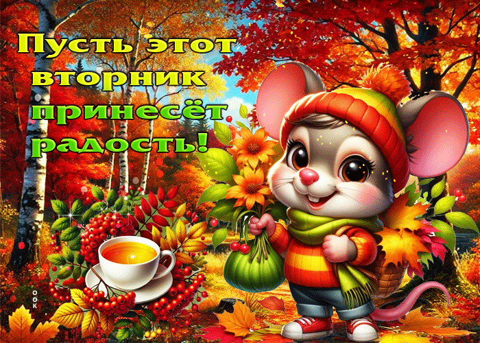 Postcard стильная осенняя гифка пусть этот вторник принесет радость