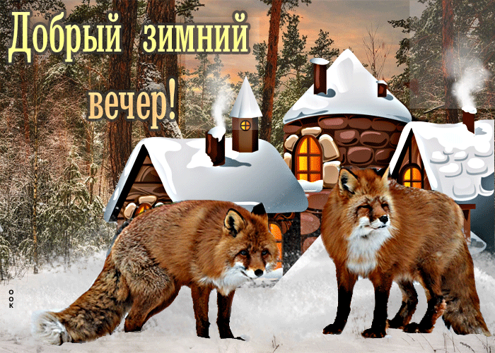 Picture суперская открытка с лисами добрый зимний вечер