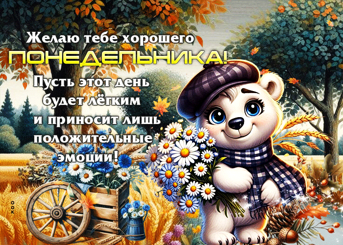 Postcard светлая и добрая осенняя гифка желаю тебе хорошего понедельника