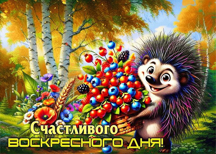 Postcard тёплая осенняя гифка счастливого воскресного дня