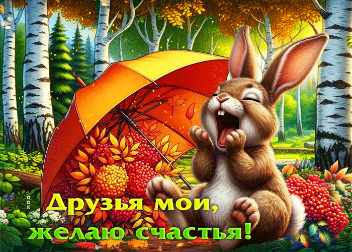 Postcard удивительно-красивая осенняя гифка друзья мои, желаю счастья