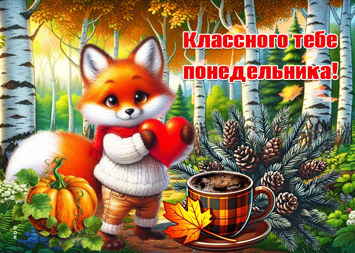 Postcard великолепно-золотая осенняя гифка классного тебе понедельника