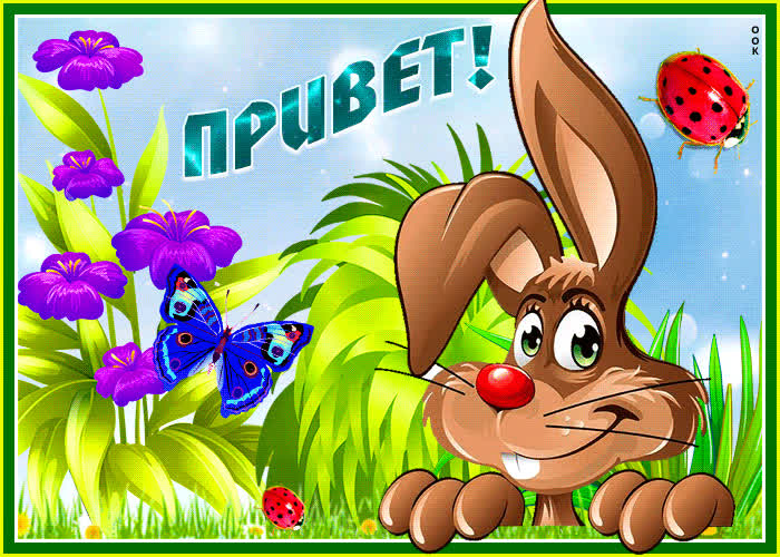 Волшебная открытка Привет! С кроликом - Скачать бесплатно на otkritkiok.ru