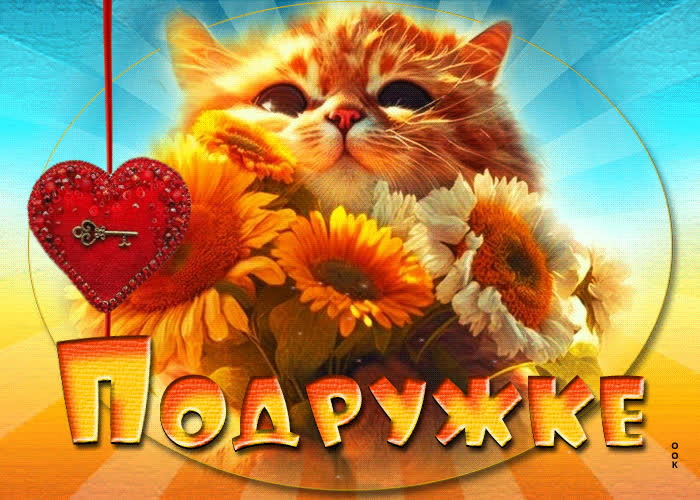 Picture восхитительная гиф-открытка с котиком подружке