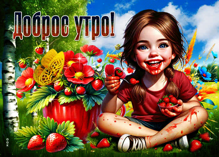 Picture ягодная сладкая летняя гиф-открытка доброе утро