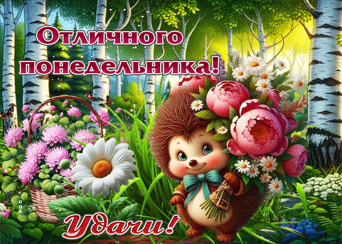 Postcard завораживающая летняя гиф-открытка отличного понедельника! удачи!