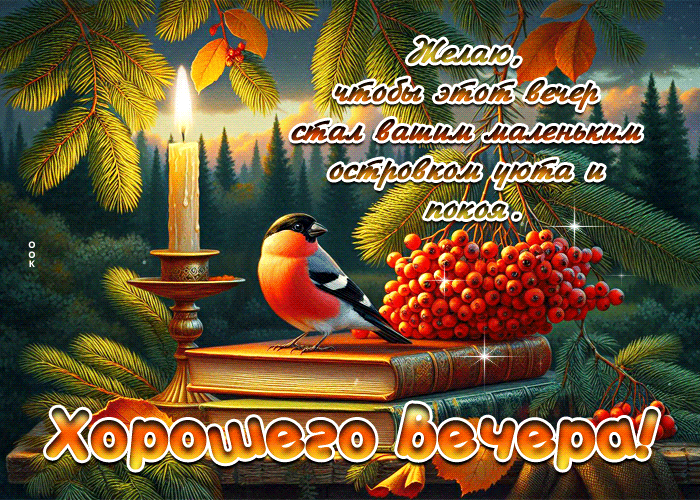 Postcard желаю, чтобы этот вечер стал вашим маленьким островком уюта