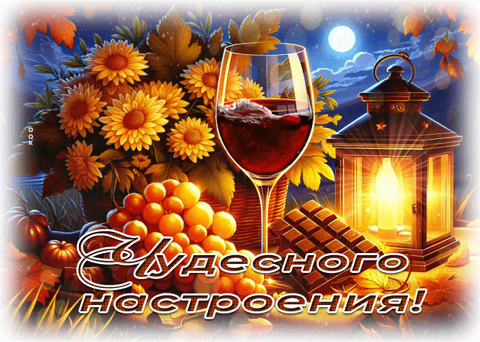 Postcard золотая осенняя гифка чудесного настроения