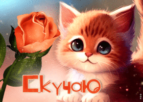 Postcard атмосферная гиф-открытка с котенком скучаю