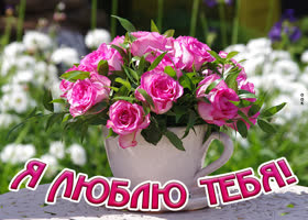 Картинка картинка люблю с розовыми розами