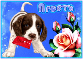 Picture классная открытка с собачкой с письмом прости