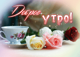 Postcard красивая открытка с цветными розами доброе утро