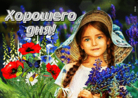 Postcard красочная открытка хорошего дня! с полем цветов