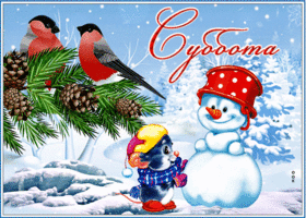 Postcard милая открытка суббота со снеговиком