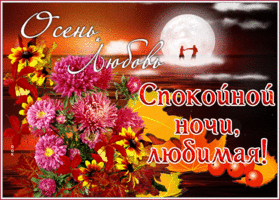 Picture очаровательная открытка спокойной ночи, любимая! осень и любовь