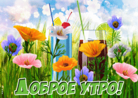 Открытка открытка доброе утро с яркими цветами