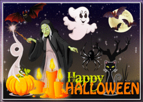 Картинка открытка счастливого хэллоуина