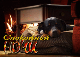 Picture поразительная открытка с собакой у камина спокойной ночи
