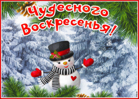 Picture потрясная открытка чудесного воскресенья! со снеговиком