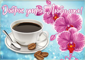 Postcard прекрасная картинка доброе утро, любимая! с чашечкой кофе