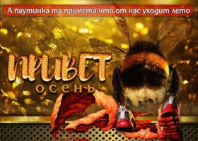 Picture прелестная открытка привет осень! с пчелкой