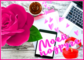 Picture превосходная открытка с кофе и цветком моей подруге