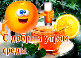 Picture прикольная открытка с апельсинкой с добрым утром среды!