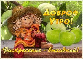 Picture прикольная открытка с яблочками воскресенье - выходной!