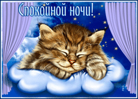 Postcard сказочная открытка спокойной ночи! с милым котеночком