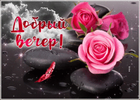 Postcard виртуальная открытка с розами добрый вечер