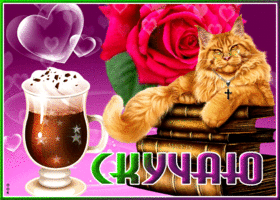 Postcard виртуальная открытка скучаю с рыжим котом