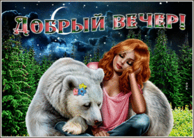 Picture волшебная открытка девушка с медведем добрый вечер