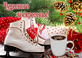 Picture хорошая открытка с коньками чудесного воскресенья