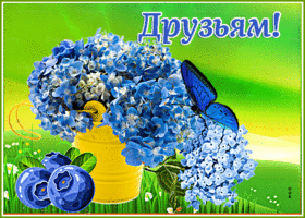 Postcard замечательная открытка с синей бабочкой друзьям
